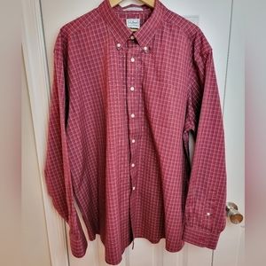 L.L. Bean Wrinkle Resistant Red Plaid Long-Sleeve Mens‎ Shirt XXL